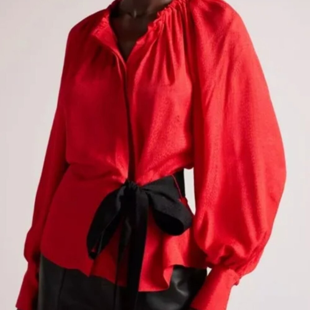 Ted Baker Red Blouse with Black Tie